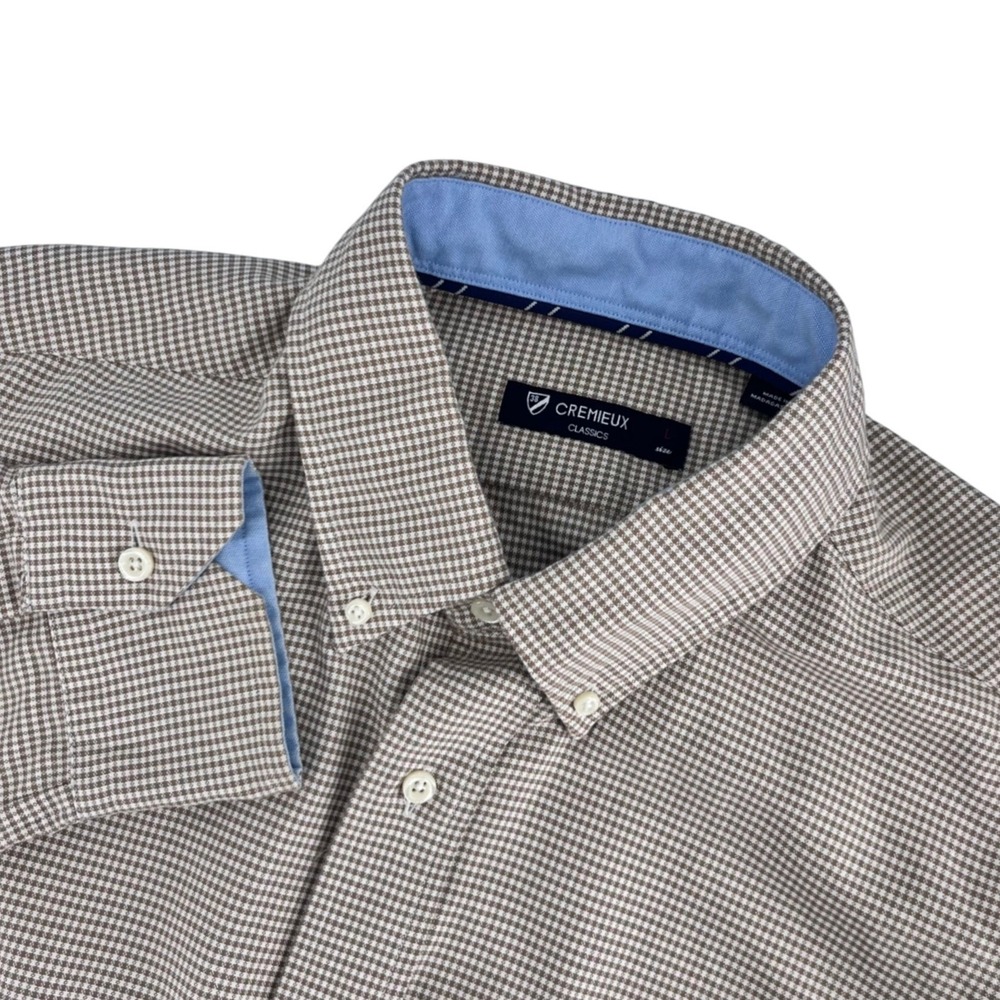 Cremieux Classics Mens Button Down Shirt Large Shepard Check Long‎ Sleeve Casual